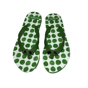 Coach amel green and white thong sandals size 6